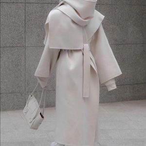 White winter wool coat